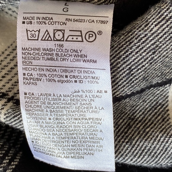 Old Navy Mens Black White Cotton Flannel Relaxed Fit Casual Shirt- Sz-L - Picture 10 of 15